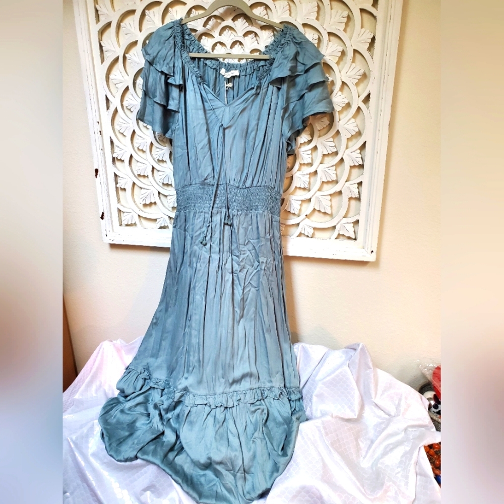 Very Rare Shabby Chic NWT Large Cadet Blue The Tess Dress From My Storage